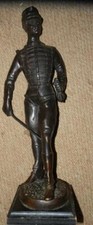 Vintage BRONZE Napoleonic War French Hussar Soldier Military Statue