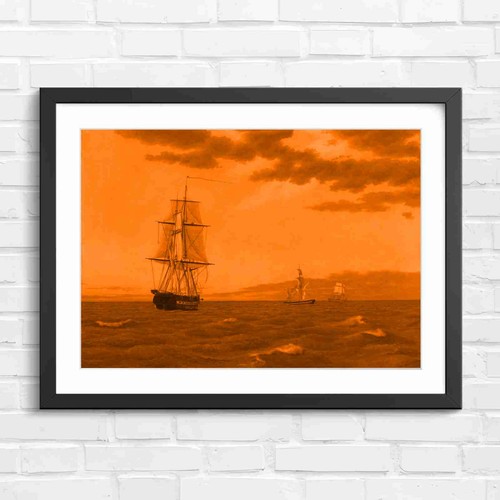 Vintage sailing ship sunset - vintage,