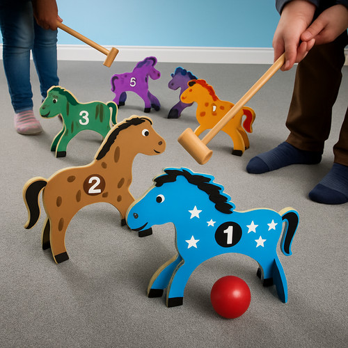 Wooden pony croquet set kids - croquet,