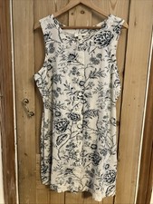 Ladies Next Sleeveless Dress - Size 18 - Cotton / Linen - Blue Floral Print