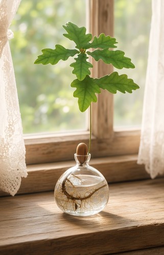 Acorn vase seed holder jar - holder,