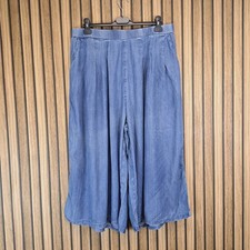 White Stuff Palazzo Jeans Cropped Mid Blue Womens 18 W35 L19 Stretch Waist