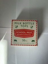 SET OF 50 RED FOIL MILK BOTTLE TOPS