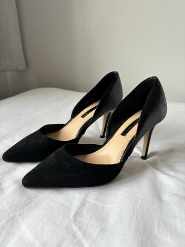 Black suede snakeskin - &,
