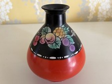 Vintage Shelly Art Deco Fruit Bow Vase  Deep Orange Red & Black. 13cms Tall.