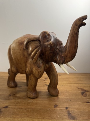 Wooden elephant figurine - wooden, hand