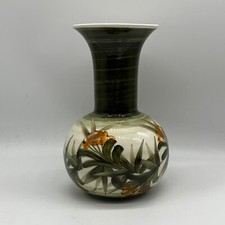 Jersey Pottery Vase Green Leafy Golden Berries 15 cm Tall