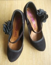 HEAD OVER HEELS BY DUNE SIZE 6 BLACK FAUX SUEDE COURT SHOES  G2/6010312574A