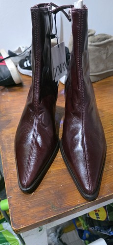 Burgundy zara leather ankle - burgundy,