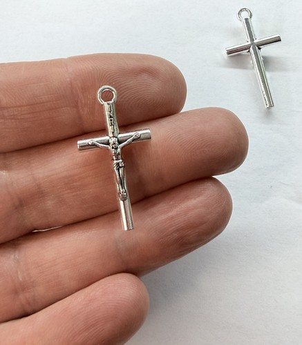 Silver cross for rosary making - silver,