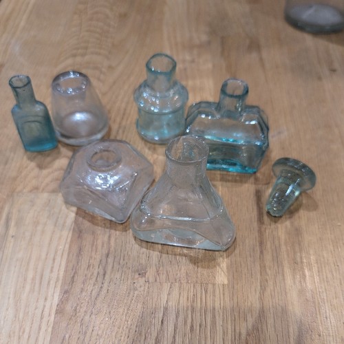 Antique ink glass wells - antique,
