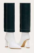 JACQUEMUS Les Bottes Pantalon designer boots in white and navy genuine leather