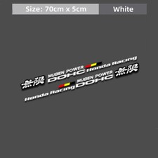 2Pcs White Mugen Power DOHC Racing Decals Car Body Gas Cap Sports Sticker 70CM