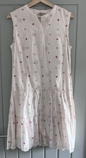 Cath Kidston Womens 100% Cotton IVORY MINI STRAWBERRY PRINT BRODERIE DRESS 12 BN