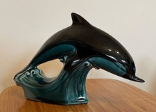 POOLE POTTERY - Leaping Dolphin in Teal Blue - 17cm