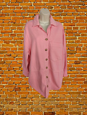 ZARA PINK SHACKET SMALL 100% COTTON WOMENS DENIM JEAN BUTTON UP SHIRT JACKET TOP