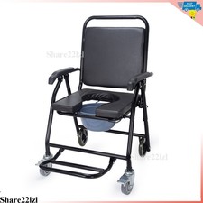 Shower Commode Chair with Wheels, Bedside Commode Wheelchair for Seniors, Black