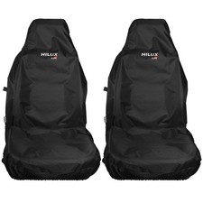 FOR TOYOTA HILUX GR WATERPROOF HEAVY DUTY FRONT 2 X PREMIUM SEAT COVERS BLACK