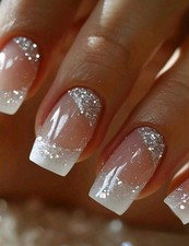 White French Tip Glitter