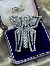 FAB! Vintage Antique Art Deco Czech Signed Paste Geometric Butterfly Brooch Pin