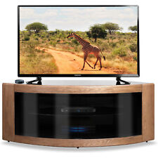 Homeology PANGEA Black Oak Beam-Thru Curved Tru-Corner 32"-50" TV Cabinet