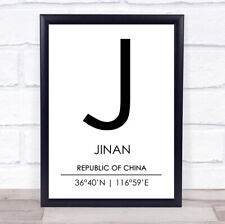 Jinan Republic Of China Coordinates World City Travel Quote Wall Art Print
