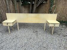 Vintage Double Bed Board Mid Century  With Cabinets Art Deco 1950’s Wooden