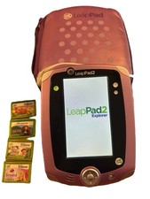 LeapFrog LeapPad2 Disney Princess Pink Tablet Console Case 4 Games With Charger