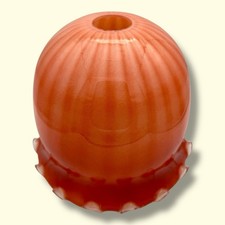 Antique Art Nouveau Style Glass Lamp Shade Optic With Flared Rim Coral Pink 1920