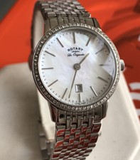 Ladies Genuine Rotary Les Originales Designer Watch 14564 MOP Crystals Swiss