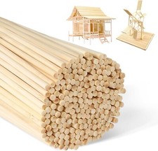 200Pcs Wooden Dowel Rods, 200 x 4 mm Wooden Sticks, Natural Bamboo Dowling Rods