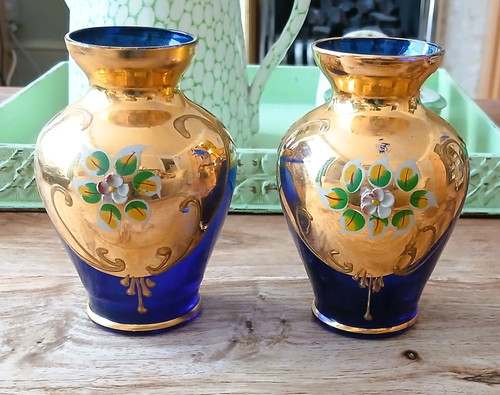 Pair cobalt blue - pair, murano