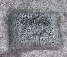 Grey Fur Throw Pillow 44 x 28cm Home Decor  - Asda Home