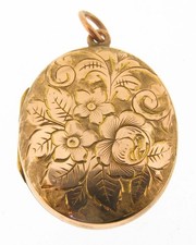 Antique Edwardian 9ct Solid Gold Ornate Locket Pendant Bir 1907
