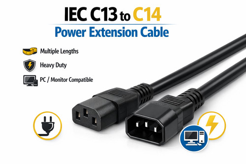 Power extension cable iec male - extension,
