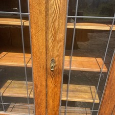 Oak Bookcase With Leaded Glazed Doors