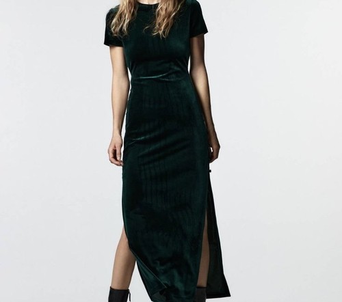 Zara green velvet dress size - green, s
