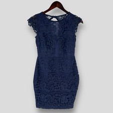 LIPSY MICHELLE KEEGAN Womens Dark Navy Lace Dress SIZE UK-10 EU-38