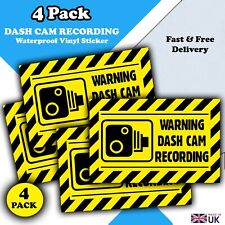 4 Pack - Warning Dash Cam Recording Stickers - Decals for Cars, Cabs, Ubers