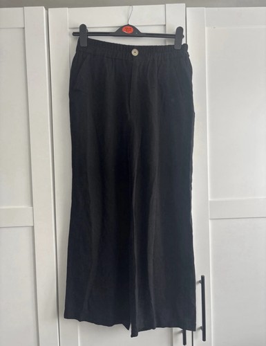 Black linen trousers - black,