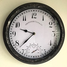 The Grosvenor Wall Clock Co. Indoor or Outdoor with Thermometer. Excellent cond.