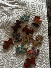 Wooden Dog Buttons x 11