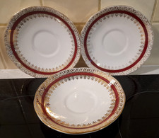 BEAUTIFUL VINTAGE SALISBURY BONE CHINA "SARUM" DESIGN THREE SAUCERS.