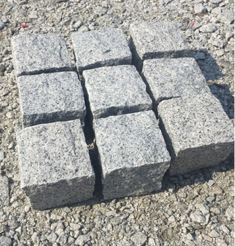 Silver grey granite setts - silver,