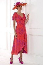 Irresistable Berry Orange Chiffon Dress & Matching Hatinator Rrp £959