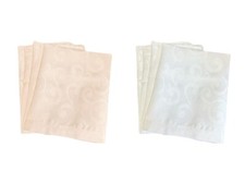 Pack of 4 Napkins Damask Jacquard 18" Kitchen Dining Serviettes (Cream or White)