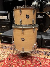Vintage Beverley 16 inch floor tom and 13 inch tom natural finish wrap drums