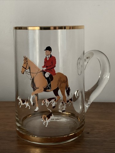 Vintage mcm hunting scene pint - scene,