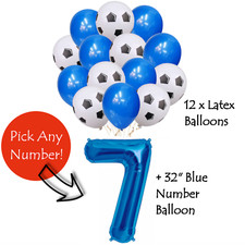 Football Balloons Helium Blue Soccer Birthday Party Decoration Balloon Age
