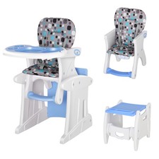 HOMCOM 2 in 1 Convertible Baby High Chair Toddler Table Chair Infant Feeding